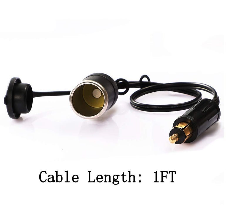 iMESTOU European Male Din Plug-US Female Cigarette Lighter Socket 12V 24V 15A with Waterproof Cover
